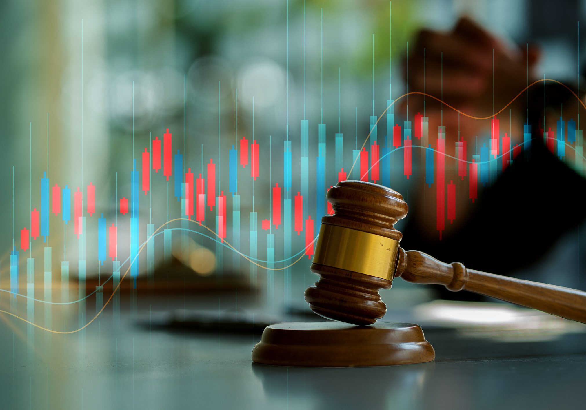 The scales of injustice, the hammer of the law tiger skin judges on the table in the conceptual law office.